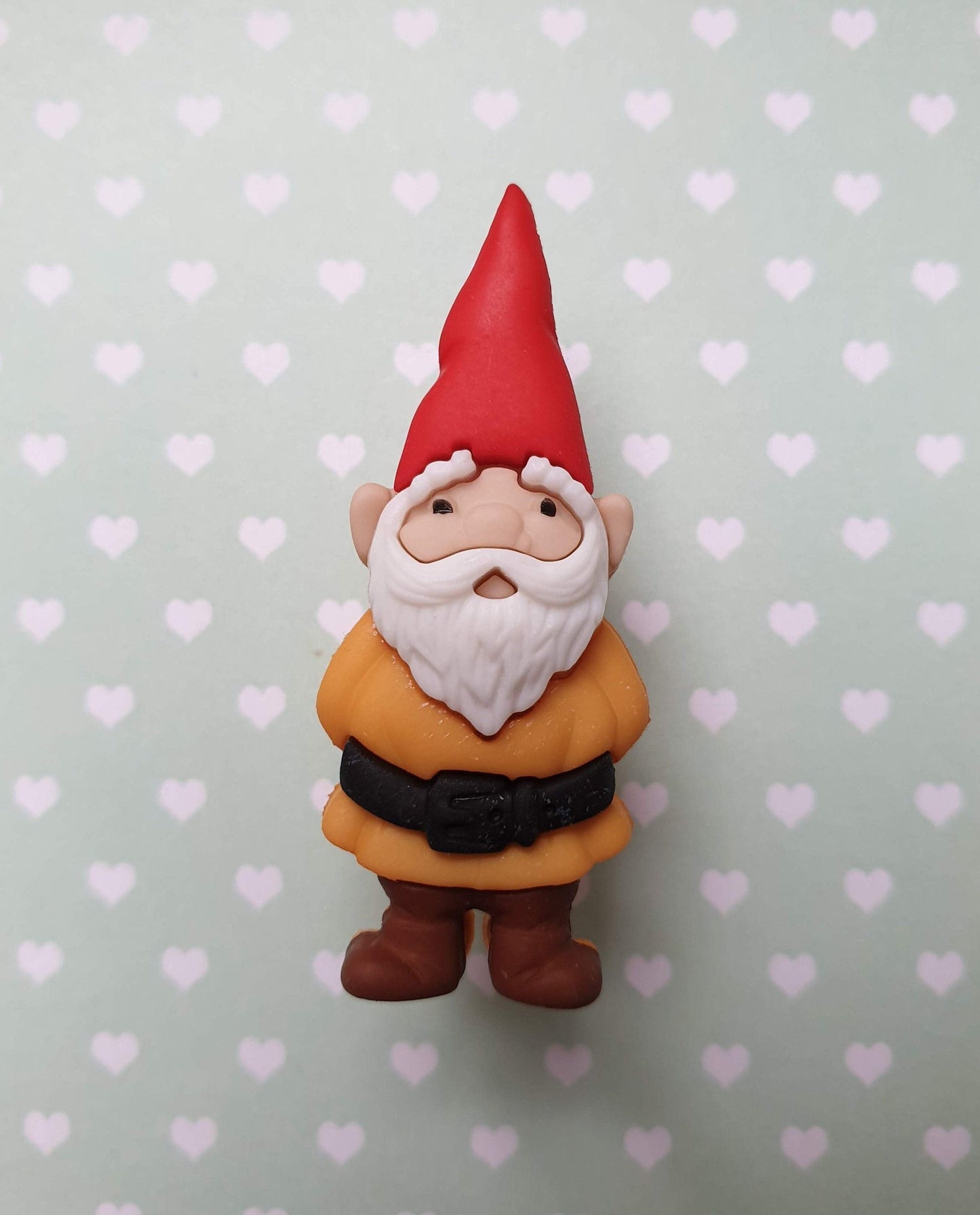 Garden Gnome Pin Badge.  Yellow, Green, Blue. Gift, Cute Little Man, Gardener, Gardening.  Lapel, Hat, Bag Pin