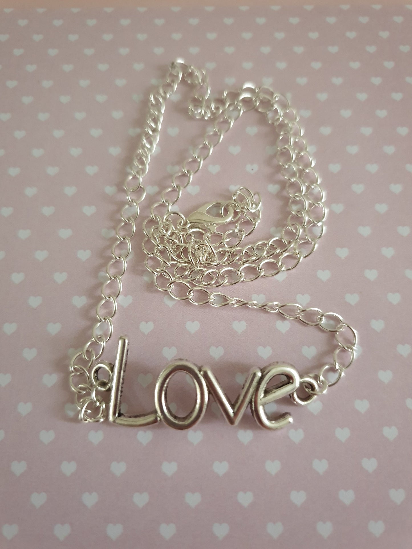 Love Word Silver Bib Necklace or Bracelet. Valentine's Day, Anniversary Gift. Love, Romantic