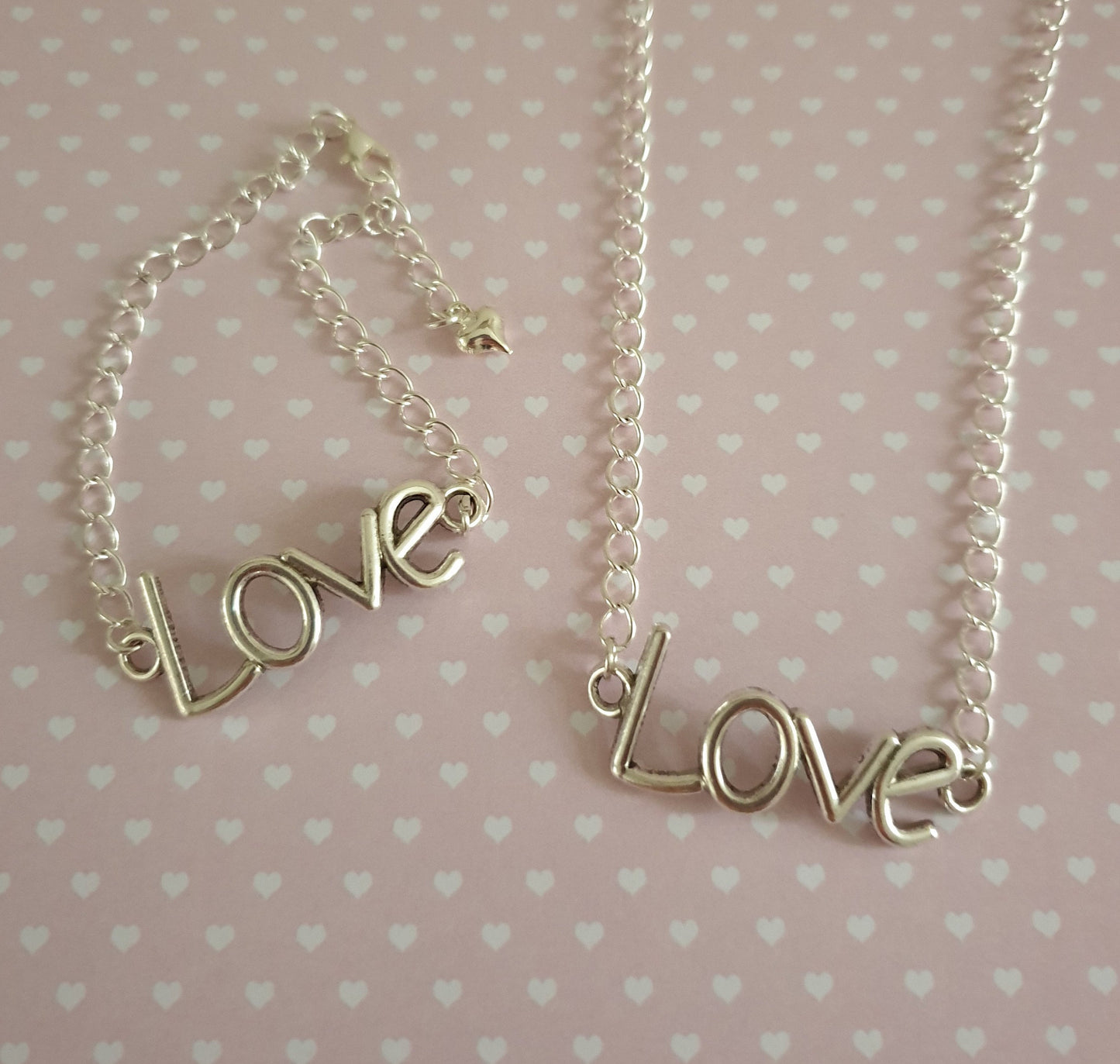 Love Word Silver Bib Necklace or Bracelet. Valentine's Day, Anniversary Gift. Love, Romantic