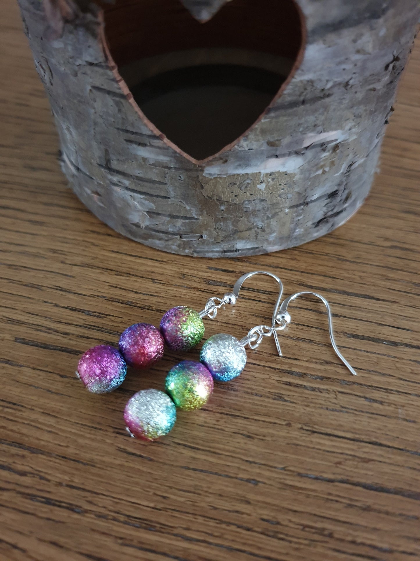 Rainbow Stardust Beaded Earrings. Clip On, Hypoallergenic, Allergy, Lead, Nickel Free