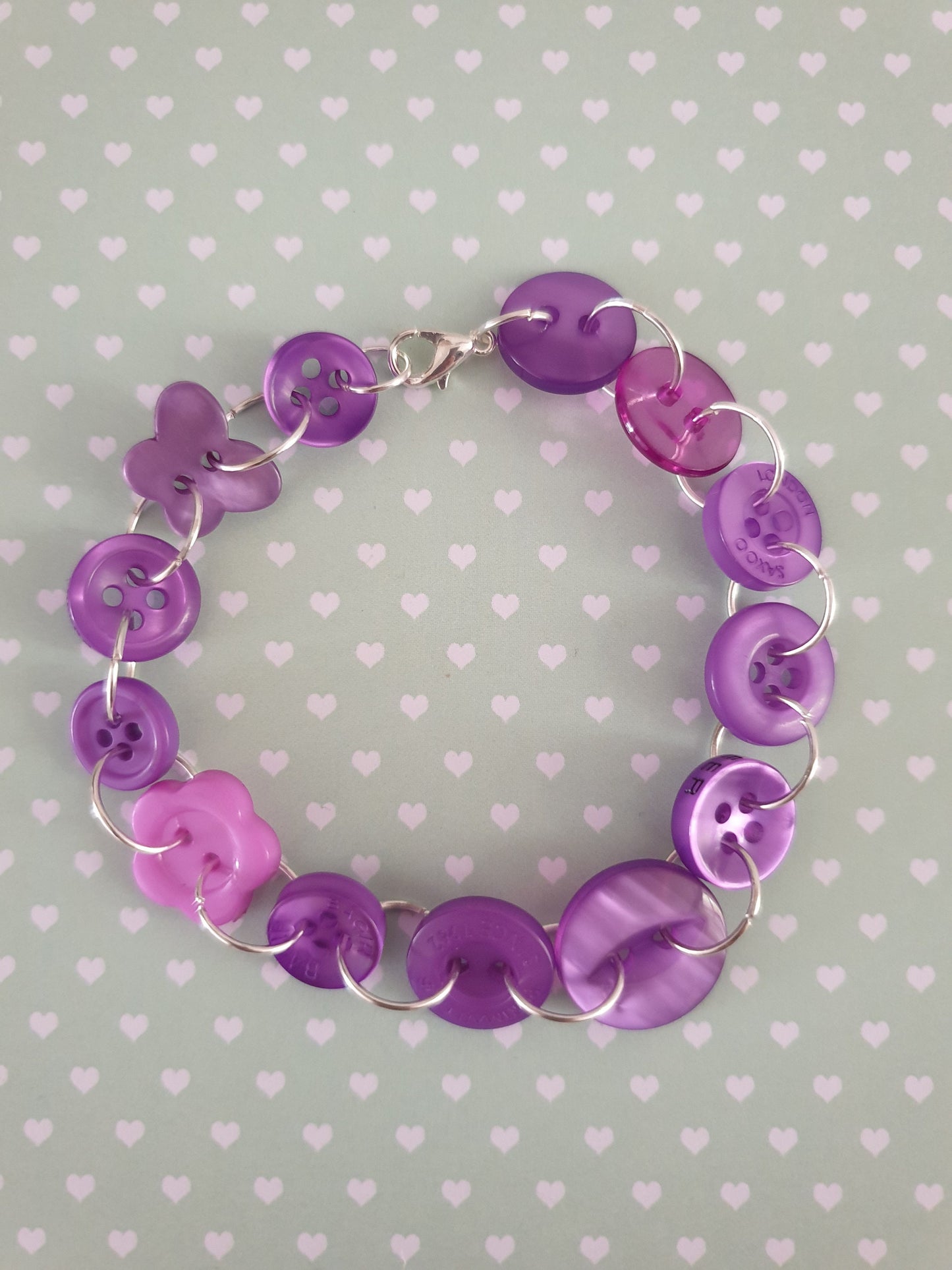 Purple Button Charm or Link Bracelet