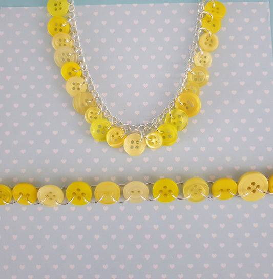 Yellow Button Charm or Link Bracelet