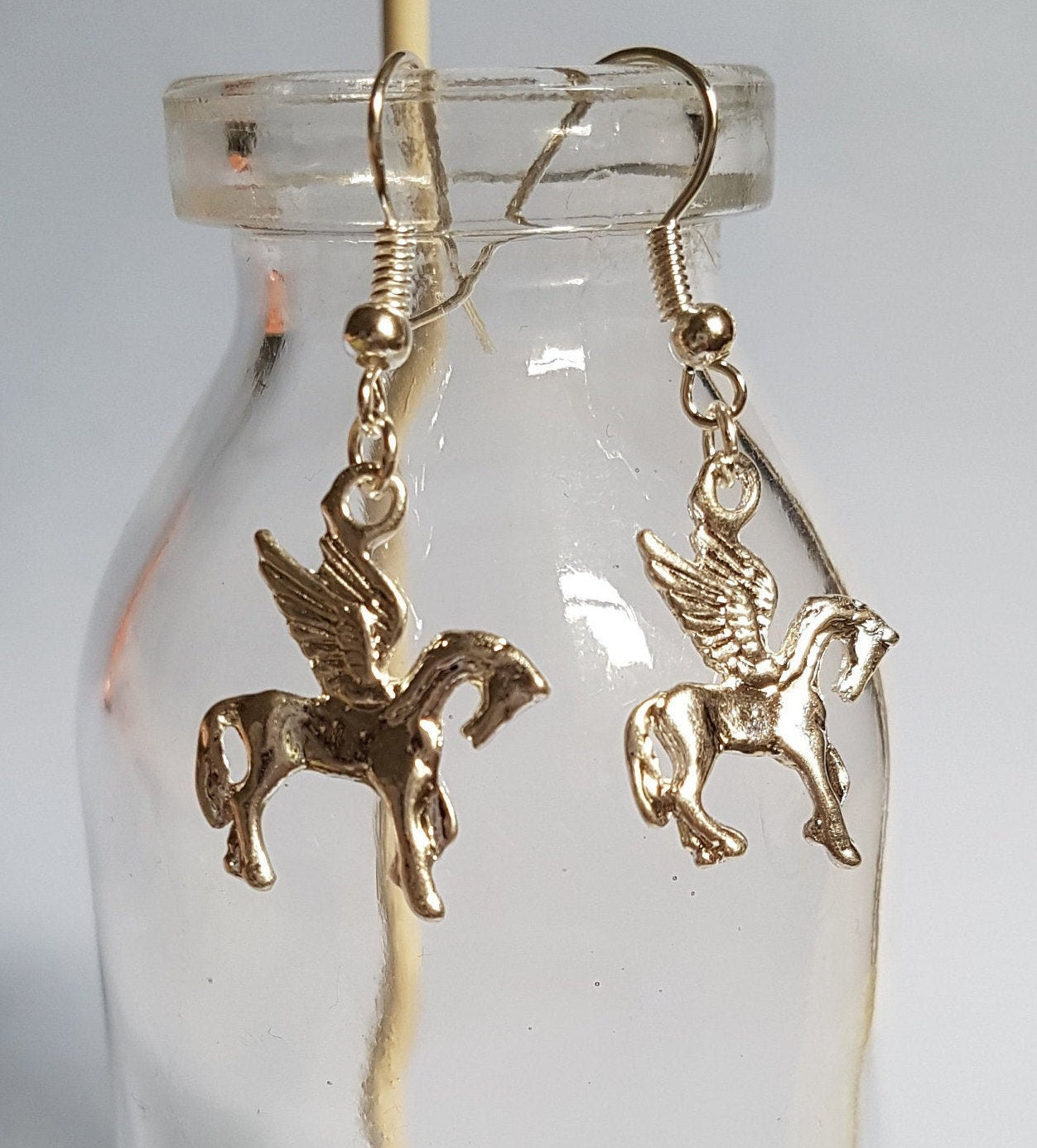Mermaid, Unicorn or Pegasus Earrings. Novelty, Fantasy, Gold, Silver Unusual Lead Nickel Free Hypoallergenic Allergy
