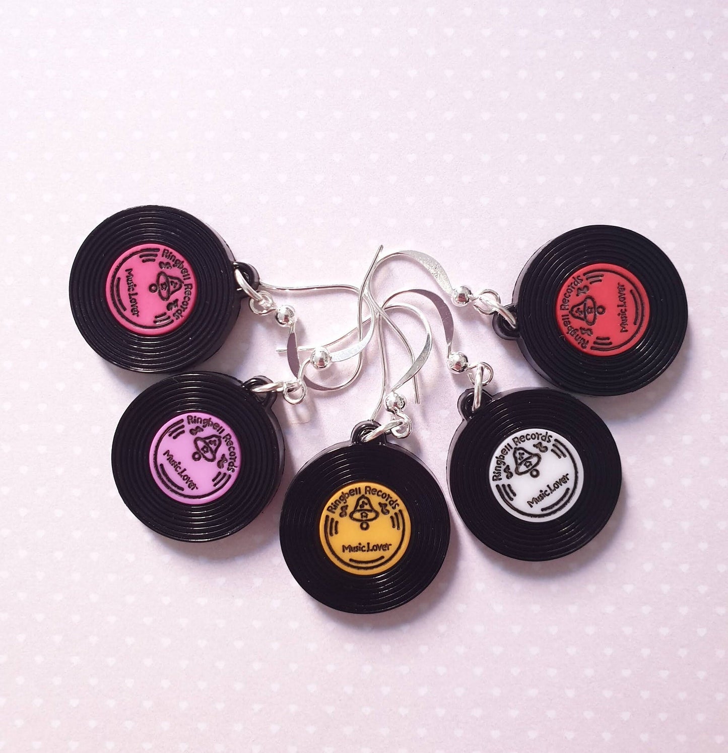 Record Drop Earrings. Vinyl Record Earrings. Nickel Free Earrings, Clip On Earrings. Music Earrings, Music Jewellery. Quirky Earrings.