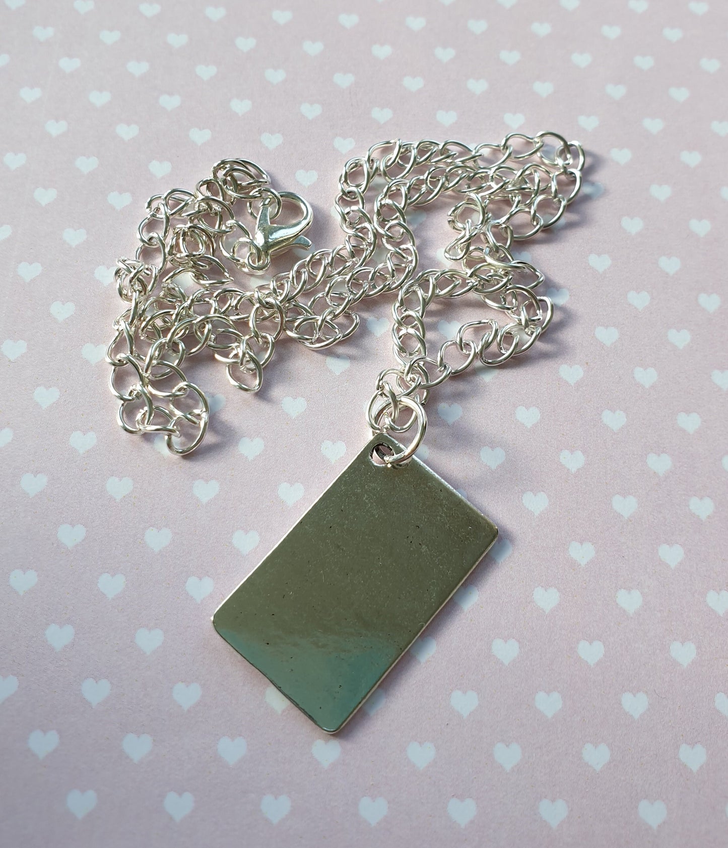 Silver 'I Love You' Postcard Pendant with Chain. Romantic, Valentine's Day Gift, Necklace