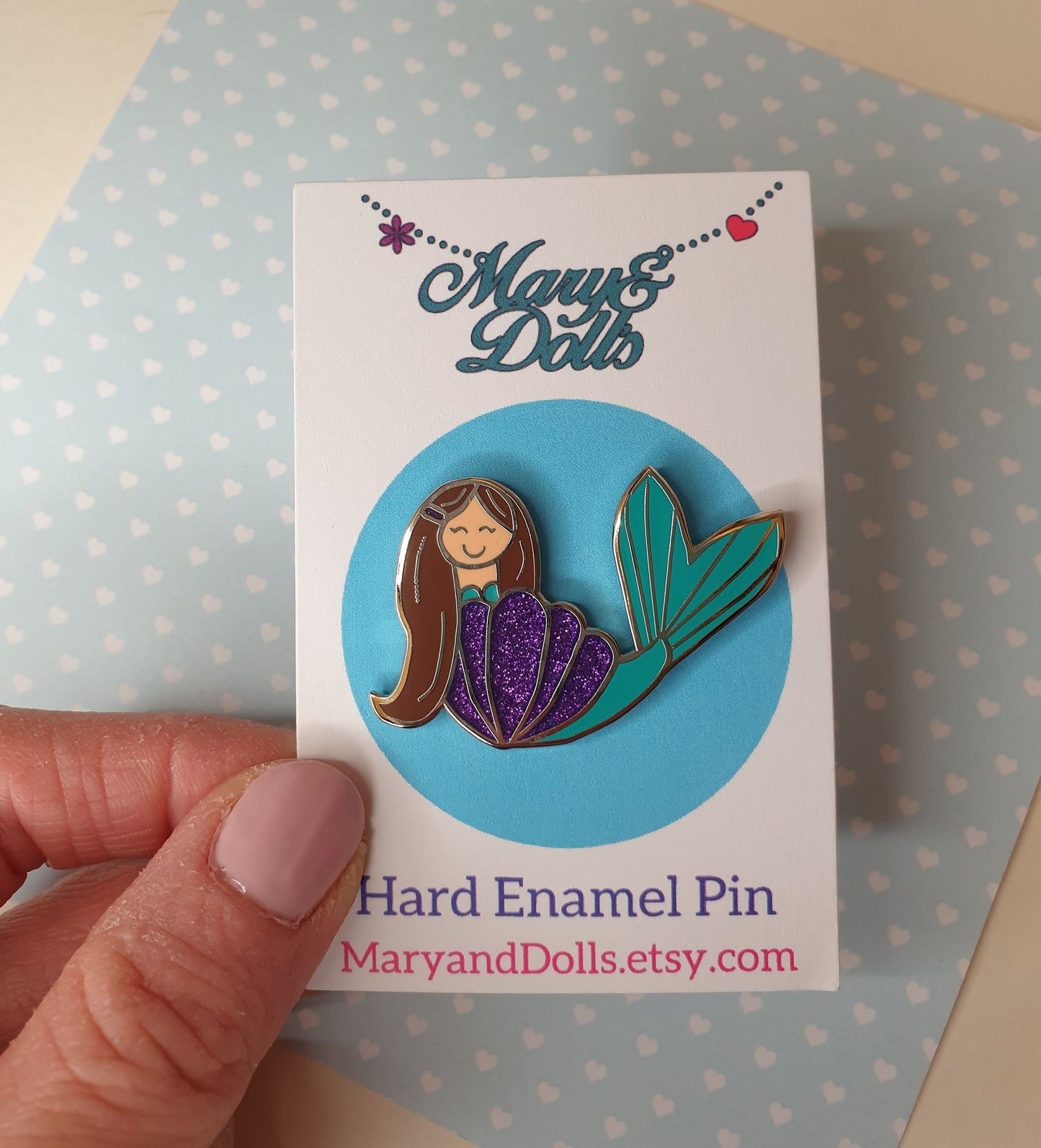 Mermaid and Shell Hard Enamel Pin Lapel Pin Badge Hat Pin Cute Kawaii Glitter Stocking Filler