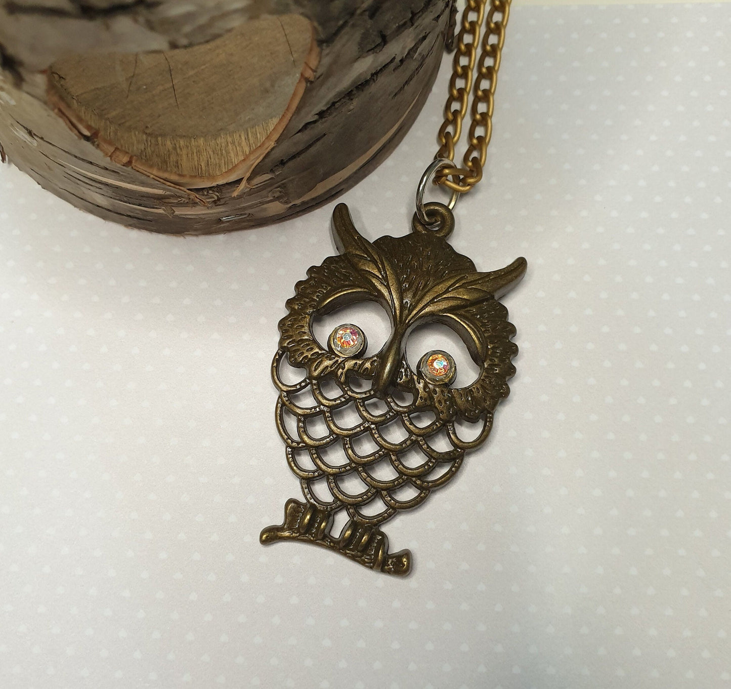 Bronze Tone Owl Pendant and Chain Necklace  Stocking Filler Mothers Day