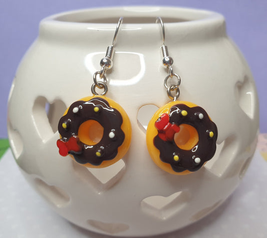 Donut Drop Earrings. Iced Ring, Cake, Food, Doughnut, Hypoallergenic.  Allergy, Lead, Nickel, Brass Free