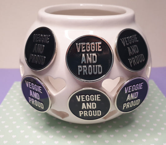 Veggie and Proud Soft Enamel Pin, Pin Badge, Lapel Pin, Hat Pin, Vegetarian, Vegan