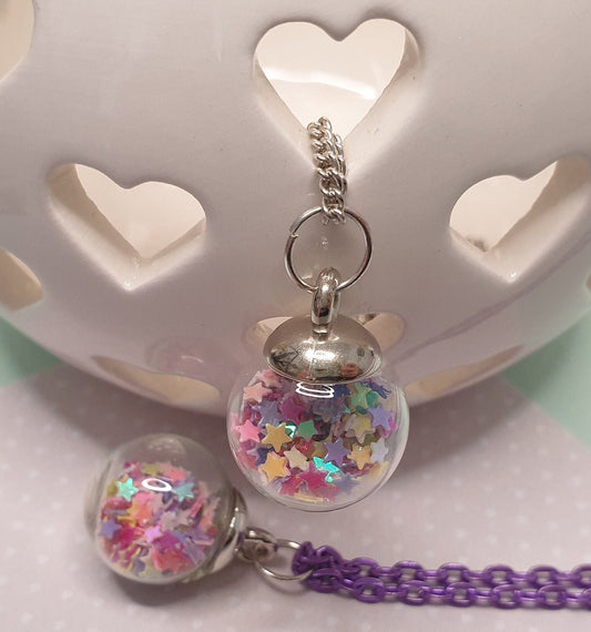 Star Filled Bottle Pendant on Chain. Magical, Fantasy, Fairy, Unicorn, Stocking Filler,