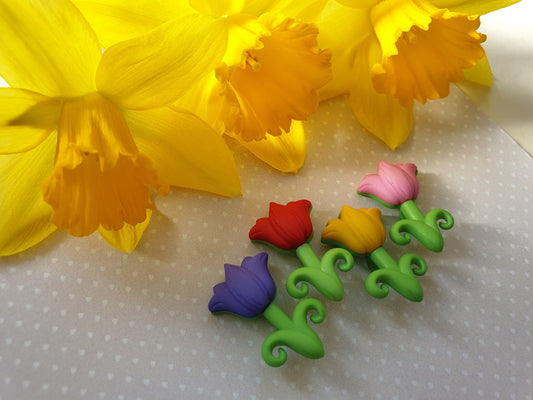 Pretty Tulip Flower Lapel Pin, Pin Badge, Hat Pin, Bag Pin. Spring, Pink, Red, Blue, Yellow. Gift, Daffodil