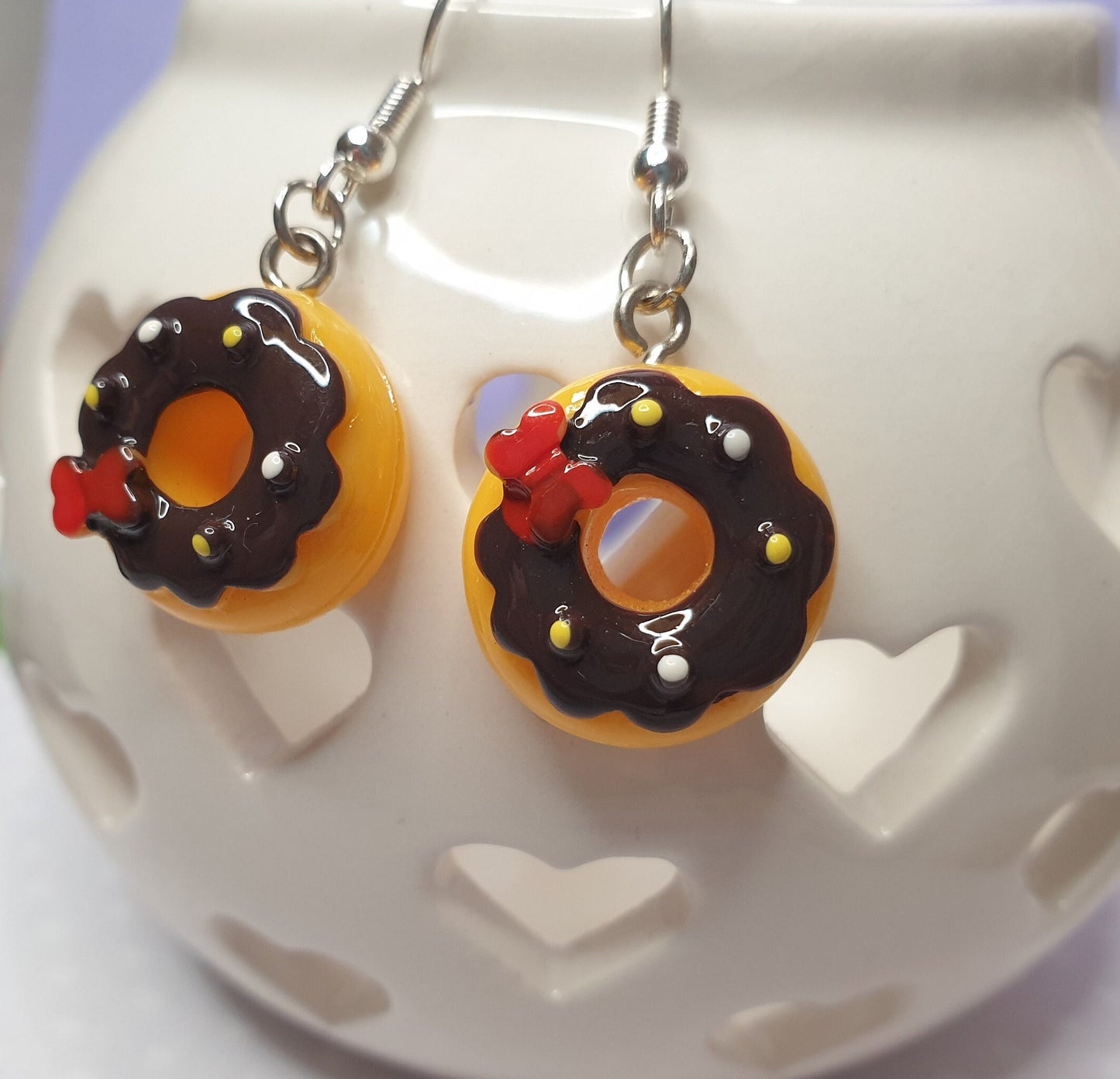 Donut Drop Earrings. Iced Ring, Cake, Food, Doughnut, Hypoallergenic.  Allergy, Lead, Nickel, Brass Free