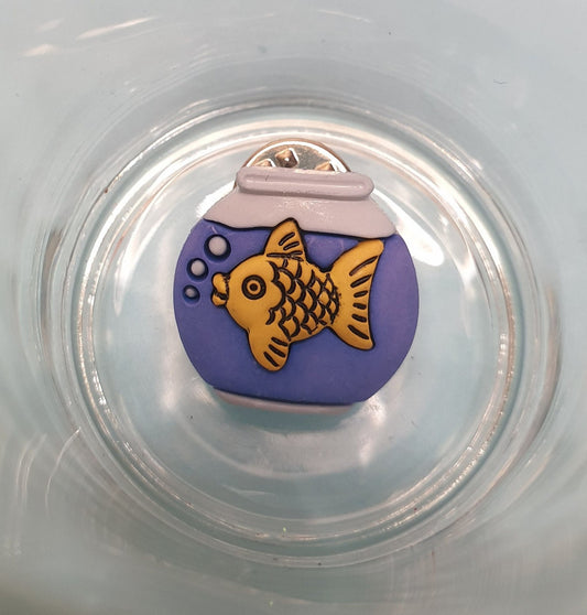 Goldfish Fish Bowl Lapel Pin, Hat Pin, Bag Pin, Pin Badge. Animal, Novelty, Gift