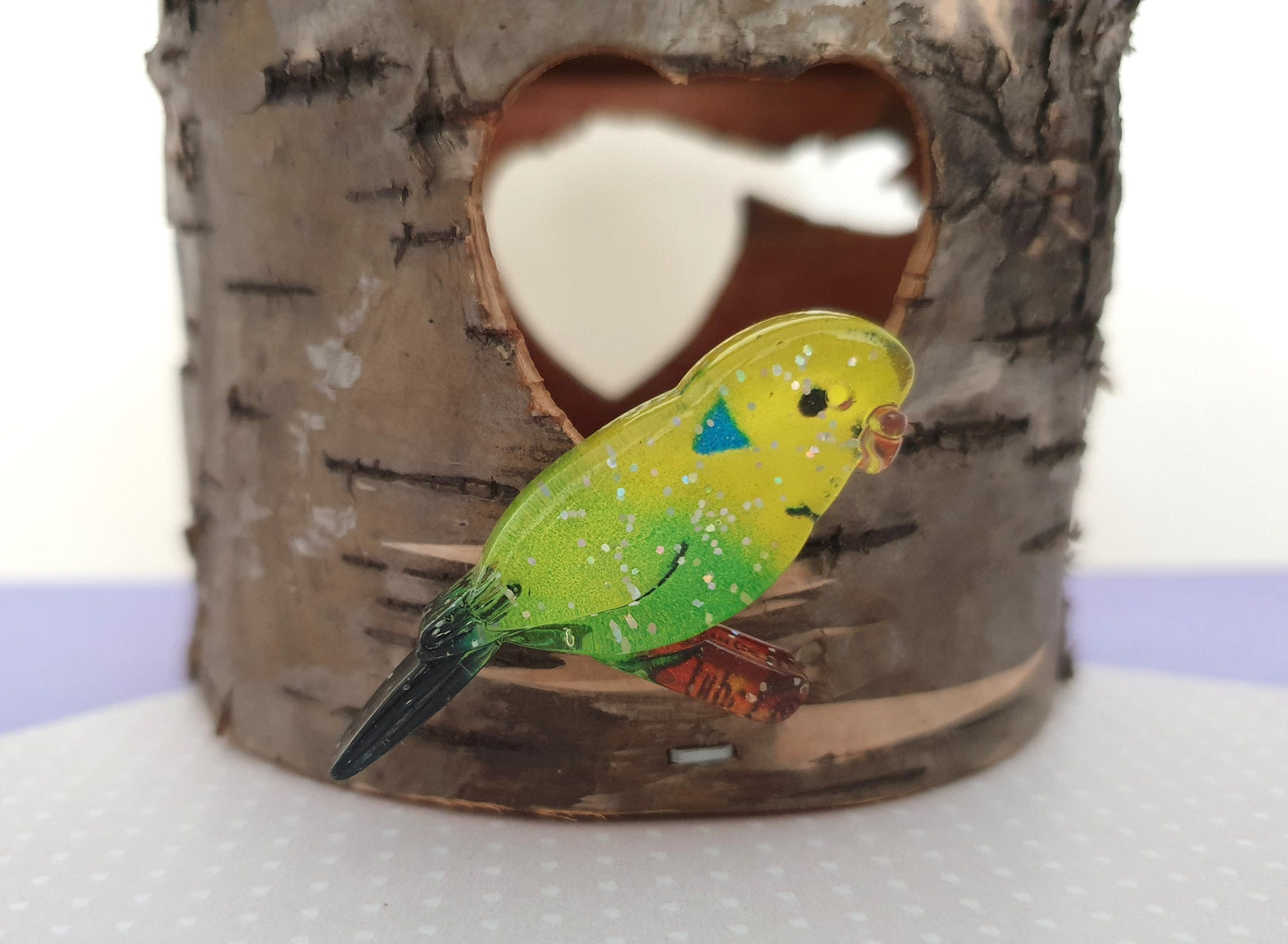 Budgie Pin with Glitter Detail. Budgerigar, Bird, Pet, Lapel Pin.