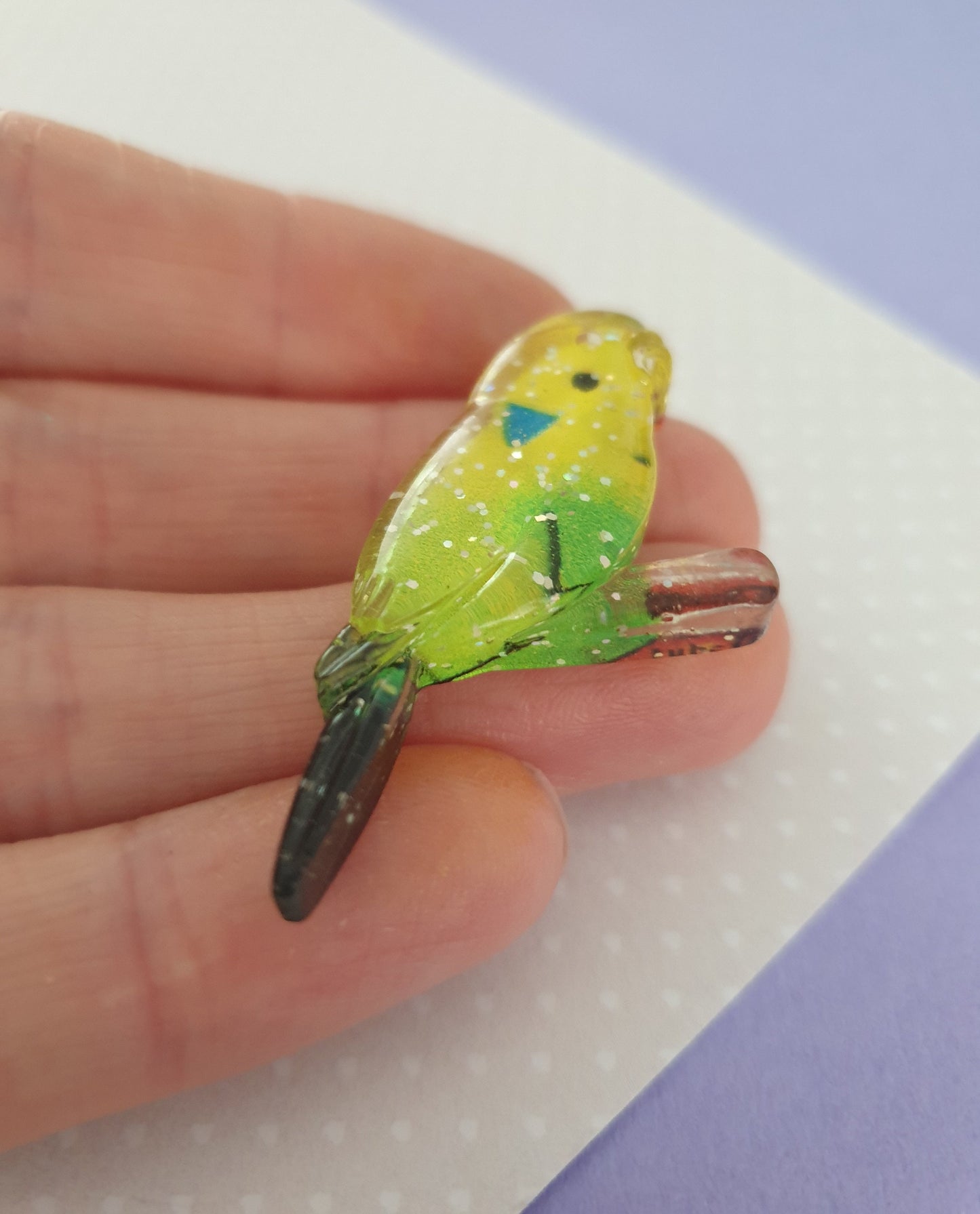 Budgie Pin with Glitter Detail. Budgerigar, Bird, Pet, Lapel Pin.
