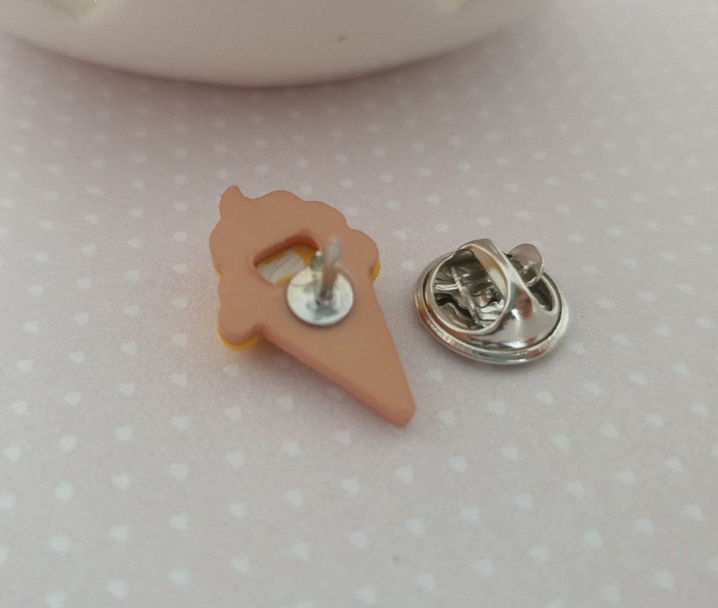 Little Ice Cream Cone Lapel Pin. Ice Lolly, Summer, Bold, Bright Colours, Sweet Treat.