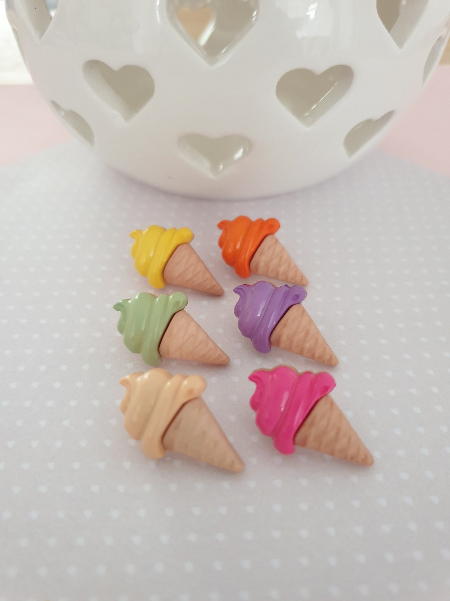Little Ice Cream Cone Lapel Pin. Ice Lolly, Summer, Bold, Bright Colours, Sweet Treat.
