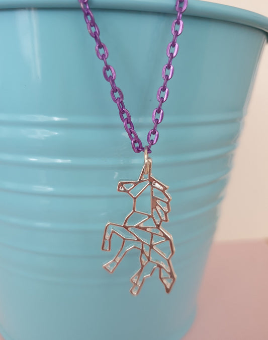 Geometric Unicorn Pendant with Chain, Necklace Stocking Filler Mothers Day